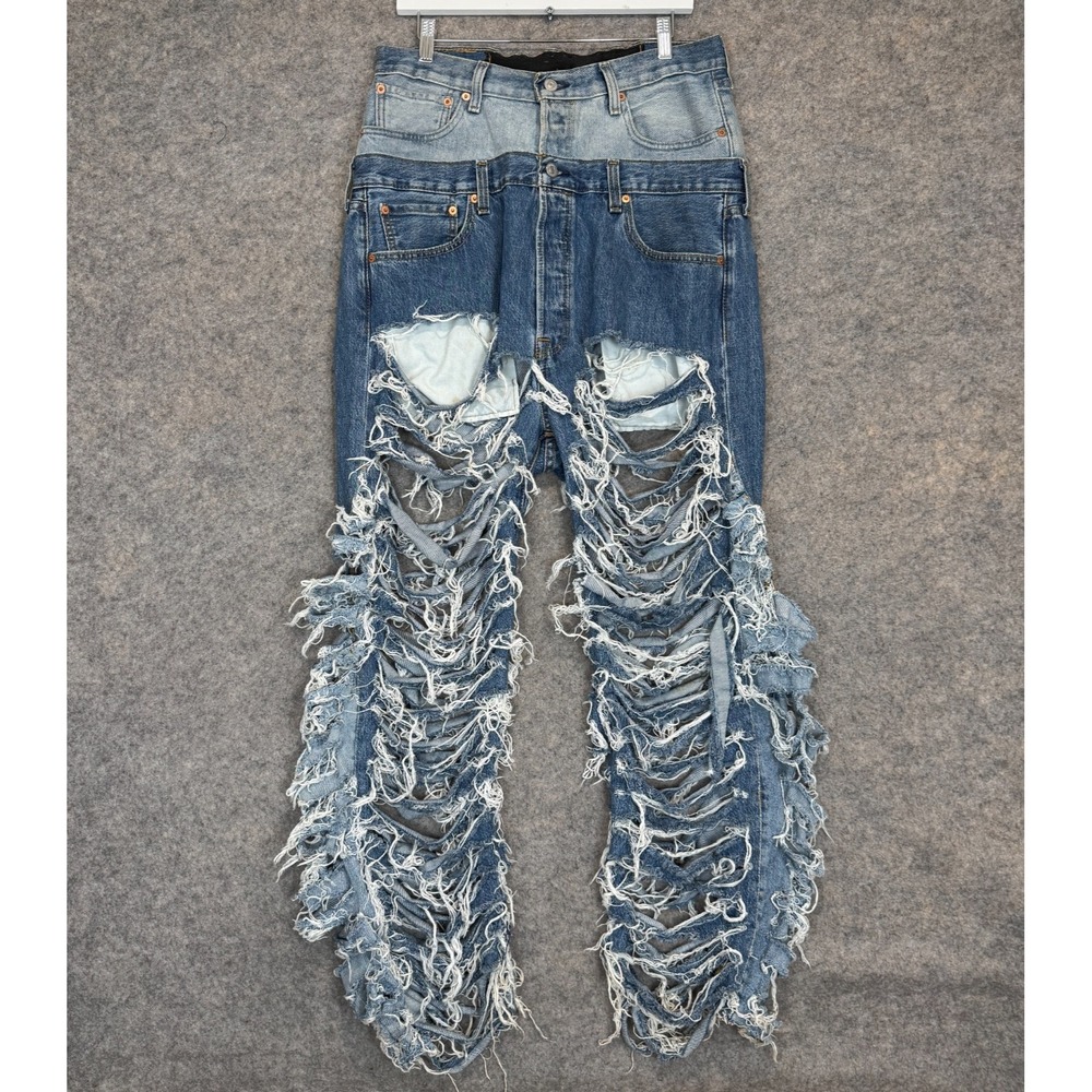 Levi's 501 Jeans Womens 32 ? Distressed Ultra High Rise Double Stitched Unique